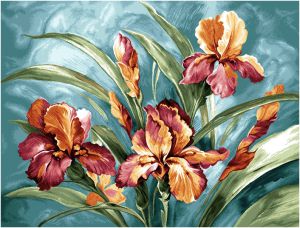 Tapestry "Watercolor irises" without a frame. Size 70*50 sm