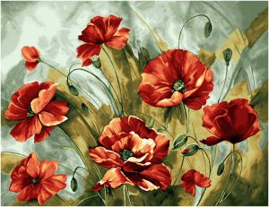 Tapestry painting without frame (panel) "Watercolor poppies". The size of the painting 70x50 cm