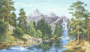 Гобеленовая картина "Алтай" без рамы (панно). Размер картины 125х70 см.
