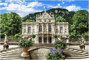 Tapestry painting "White castle Linderhof" without a frame (panel). The size of the picture 115х70 see