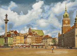Картина гобелен "Варшава-2" в двойной багетной раме. Размер гобелена 47х35 см.