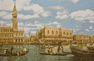 Картина гобелен "Венеция" в одинарной багетной раме. Размер гобелена 54х35 см.