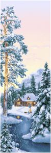 Гобеленовая картина "Зимний лес" без рамы (панно). Размер картины 35х116 см.