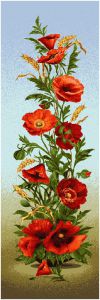 Tapestry picture "Poppies vertical" without a frame (panel). The size of the tapestry 35х115 see