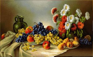 Гобеленовая картина "Натюрморт с виноградом" без рамы (панно). Размер картины 115х70 см.