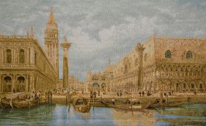 Картина гобелен "Площадь св Марка" в двойной багетной раме. Размер гобелена 55х35 см.