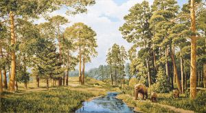 Picture tapestry "Pine forest" unframed. The size of the tapestry 127х70 see