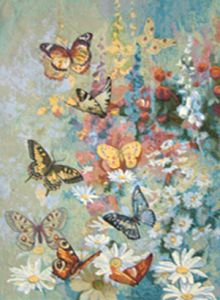 Картина гобелен "Танец бабочек" в двойной багетной раме. Размер гобелена 54х76 см.