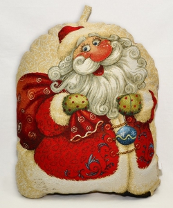 Подушка-игрушка из гобелена "Дед Мороз". Размер подушки 40х50 см.