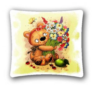 Tapestry pillow cover "Minions (bear with flowers)". Size pillowcases 45x45 cm