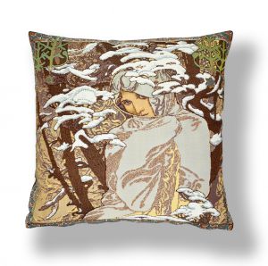 Tapestry pillow cover "by A. Mucha.Winter. Size 45x45 cm