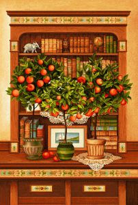 Гобеленовая картина "Апельсиновое дерево" без рамы (панно). Размер картины 112х70 см.