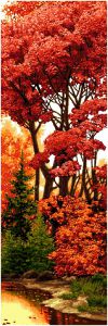 Гобеленовая картина без рамы "Багряный лес". Размер картины 35х110 см.
