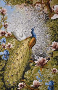Картина гобелен "В райском саду" в двойной багетной раме. Размер гобелена 35х50 см.