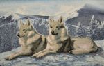Панно "Волки на снегу" (51х35)