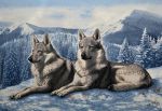 Панно "Волки на снегу" (100х70) 
