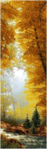Картина гобелен "Золотой лес" в двойной багетной раме. Размер гобелена 35х110 см.