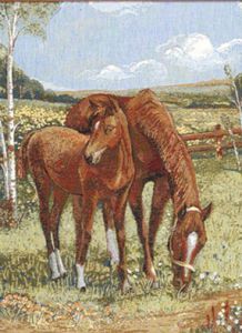 Картина из гобелена "Лошади" в двойной багетной раме. Размер гобелена 54х74 см.