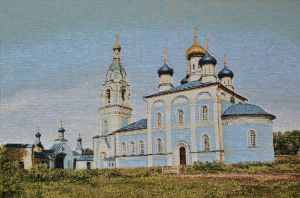 Гобеленовая картина "Мужской монастырь" без рамы (панно). Размер гобелена 108х70 см.