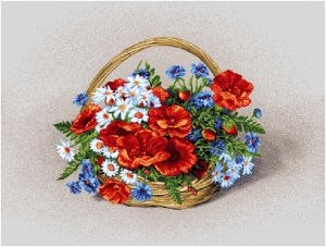 Гобеленовая картина "Полевые цветы" без рамы (панно). Размер гобелена 48х35 см.