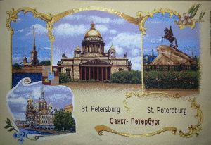 Картина гобелен "Санкт-Петербург" в двойной багетной раме. Размер гобелена 50х35 см.