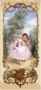 Гобеленовая картина "Урок танца" без рамы (панно). Размер гобелена 70х165 см.
