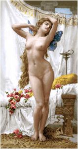 Гобеленовая картина "Утренняя муза" без рамы, размер 70х120 см.