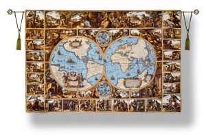 Гобеленовое панно "Карта" с подкладкой и карманами под карниз. Размер 195х130 см.