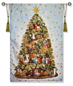 Гобеленовое панно "С рождеством" с подкладкой и карманами под карниз. Размер 135х190 см.